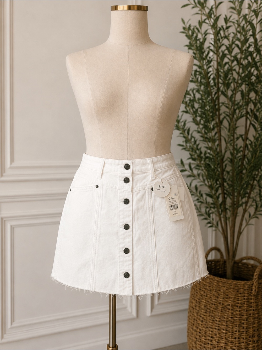 Rails White Button-Front Mini Skirt